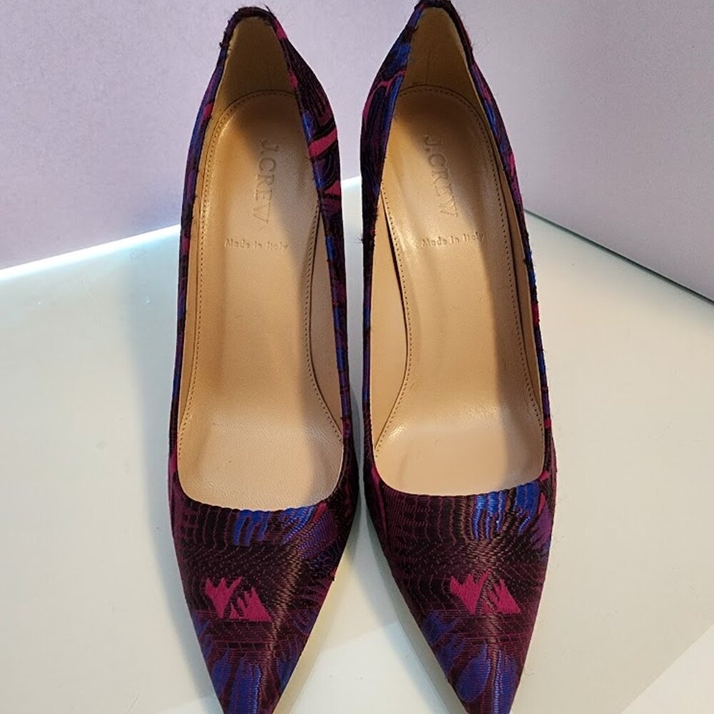 Brand New! J. Crew Purple and Blue Floral Pumps Size 8 - Picture 4 of 7